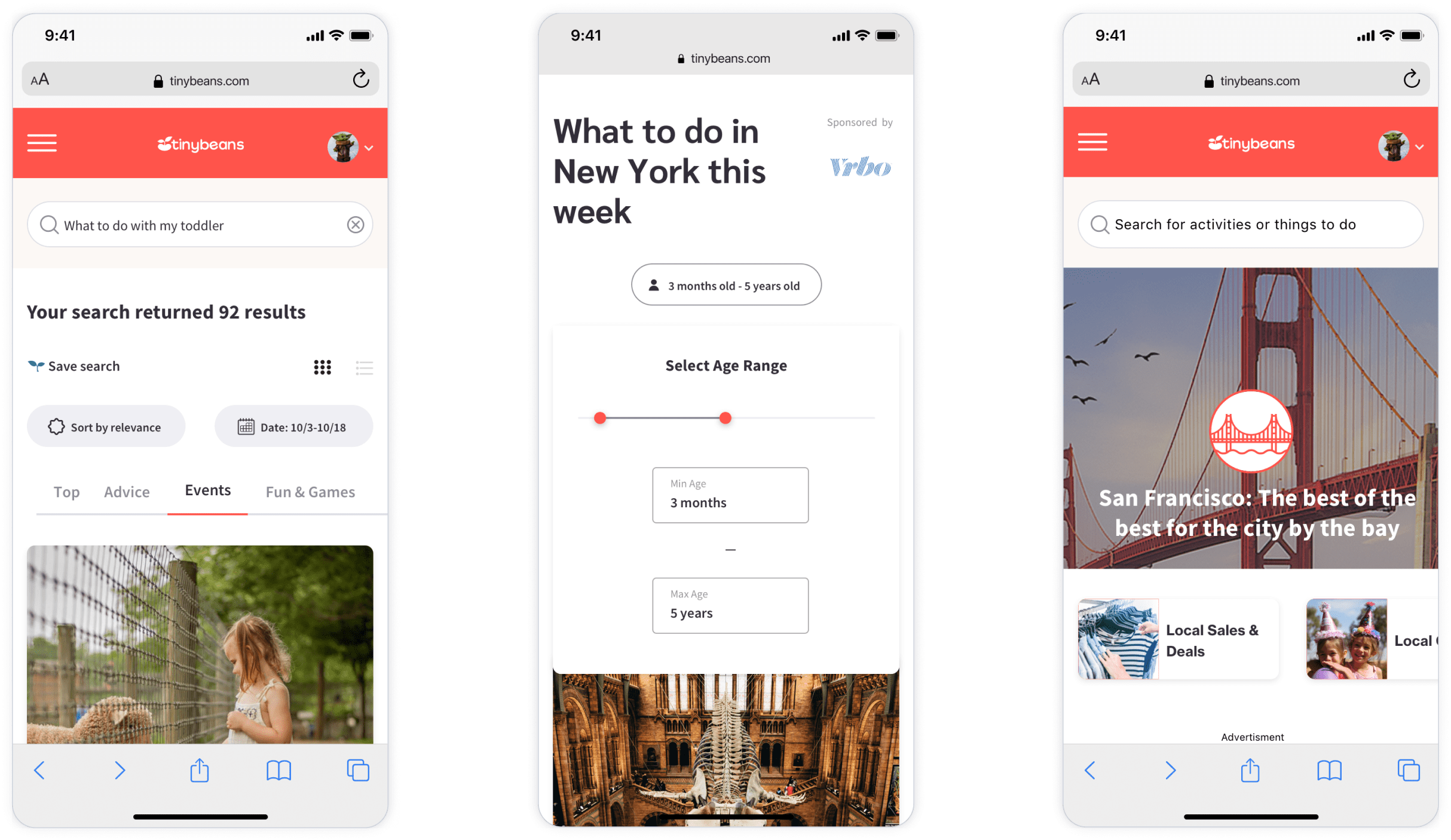 Tinybeans Search & Content Pages