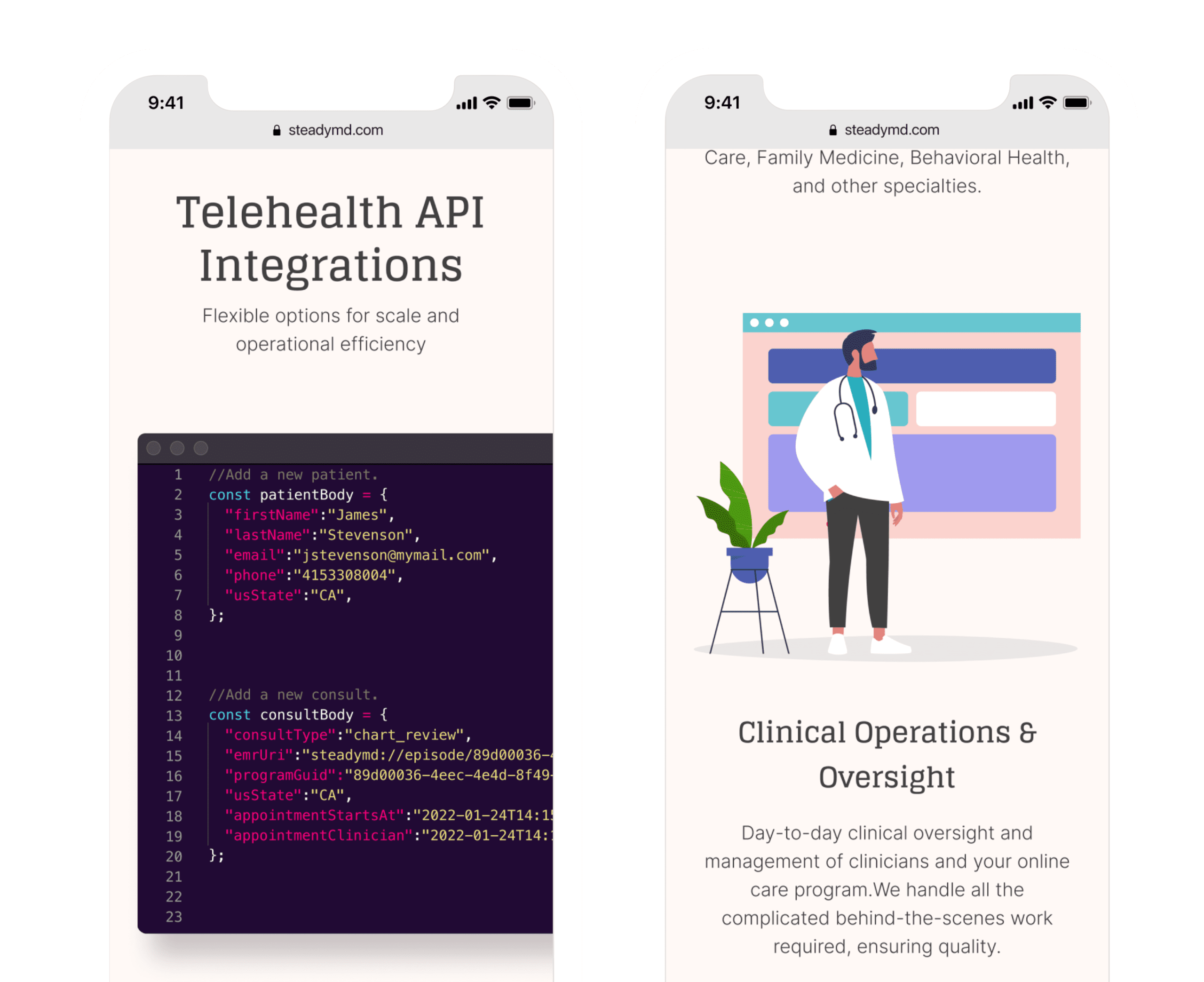 SteadyMD API and Technology Pages