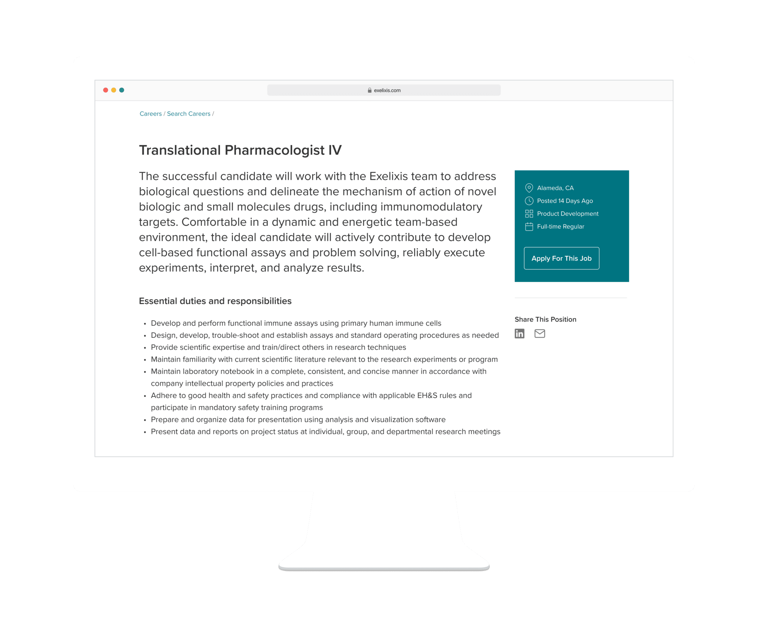 Exelixis Careers Job Detail