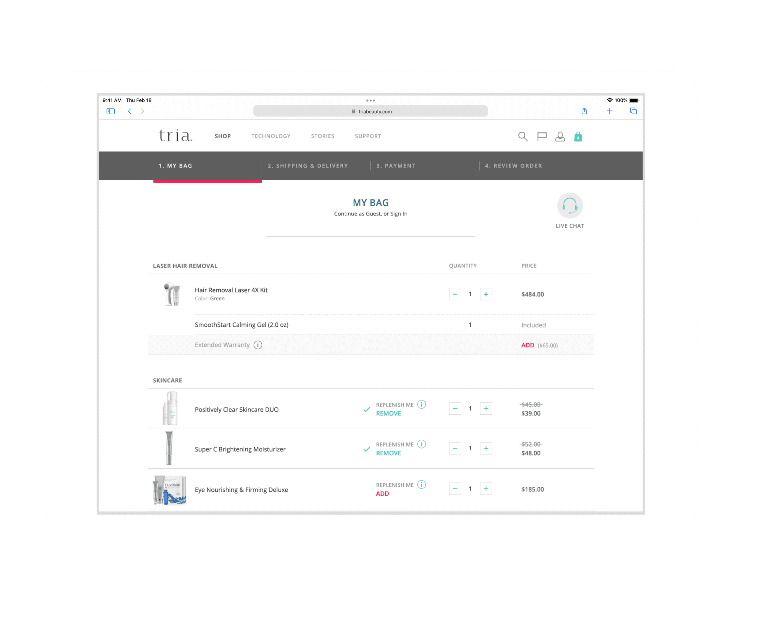 Tria Beauty eCommerce Website